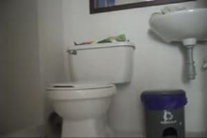 Wat oudere slet neukt zichzelf met dildo klaar op de wc